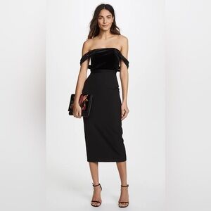 AQ/AQ Black Velvet Francesca Midi Dress | Size 0